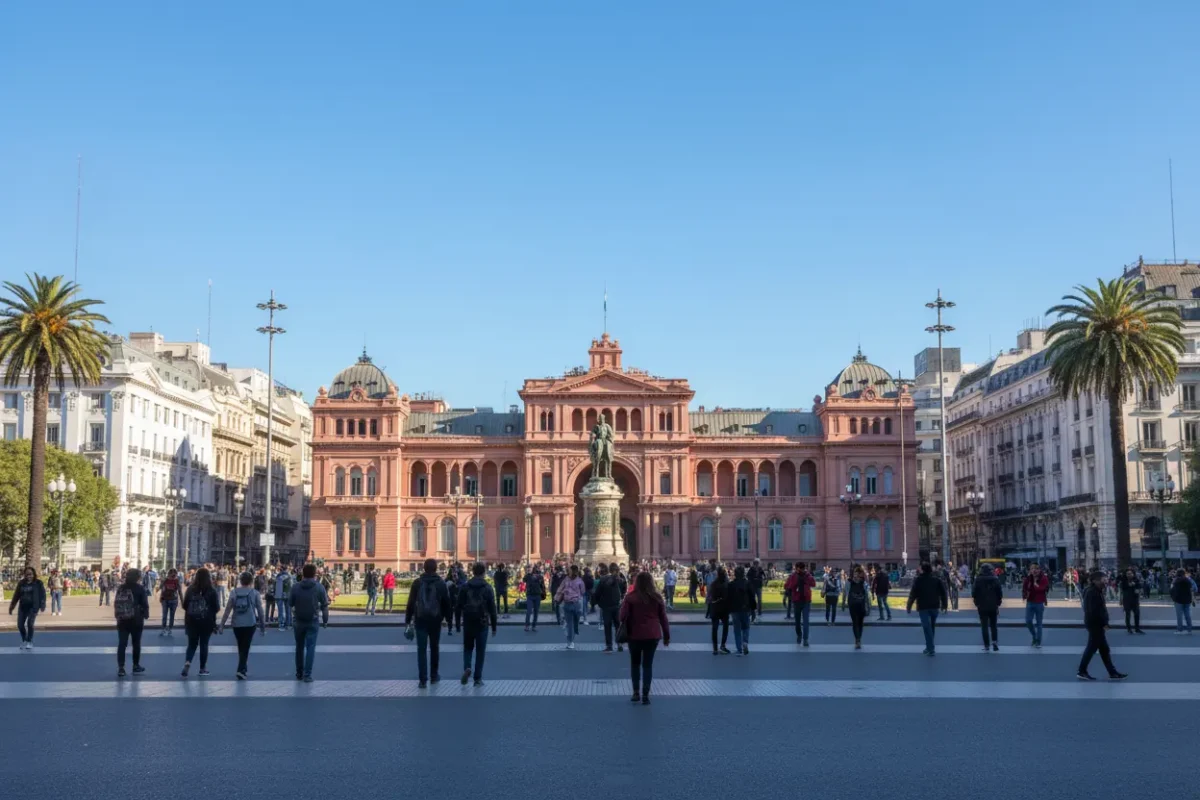 Casa Rosada, Plaza de Mayo e Catedral em Buenos Aires.