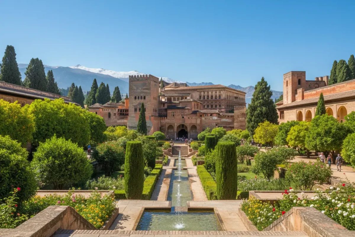 Vista deslumbrante do Palácio de Alhambra em Granada, Espanha.