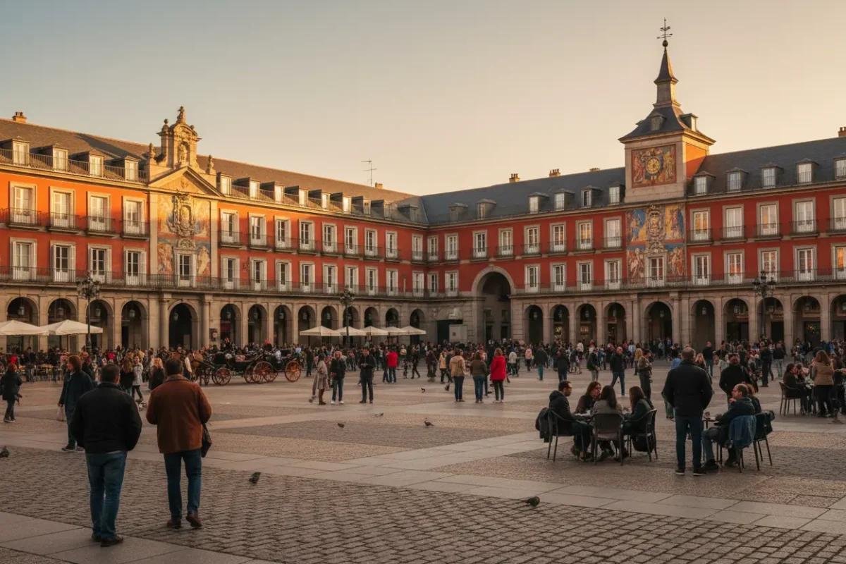 Plaza Mayor em Madri, coração vibrante da capital espanhola.