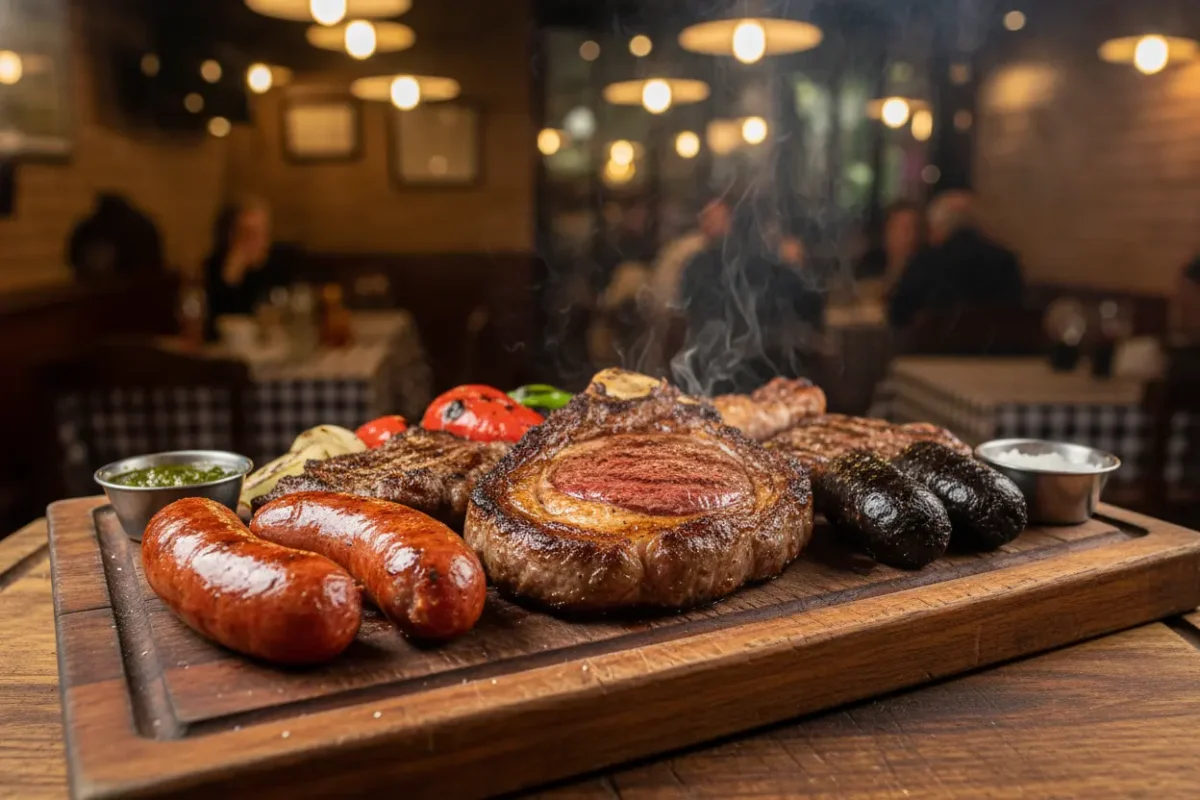 Parrilla tradicional argentina com cortes de carne.