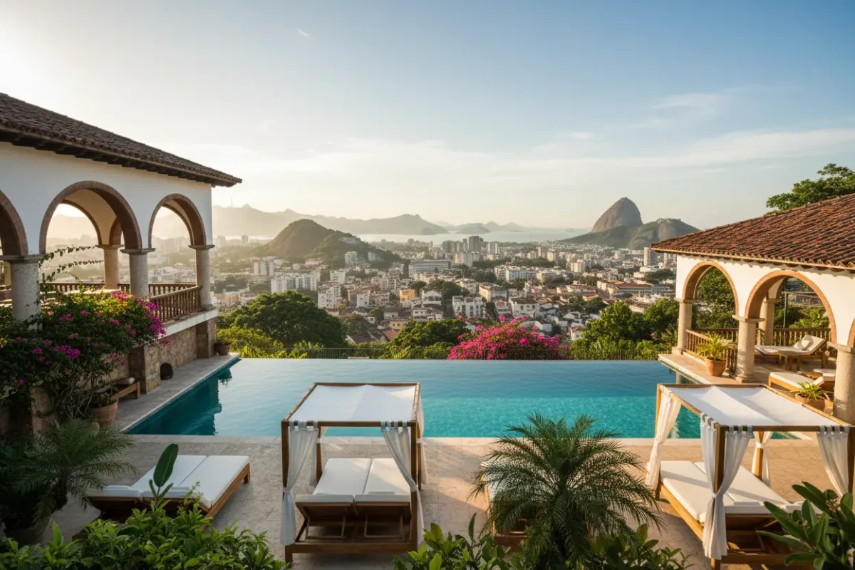 Piscina do Santa Teresa MGallery com vista panorâmica.