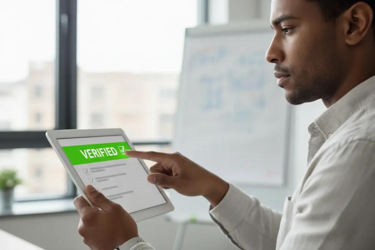 Viajante verificando prazos e informações do visto.