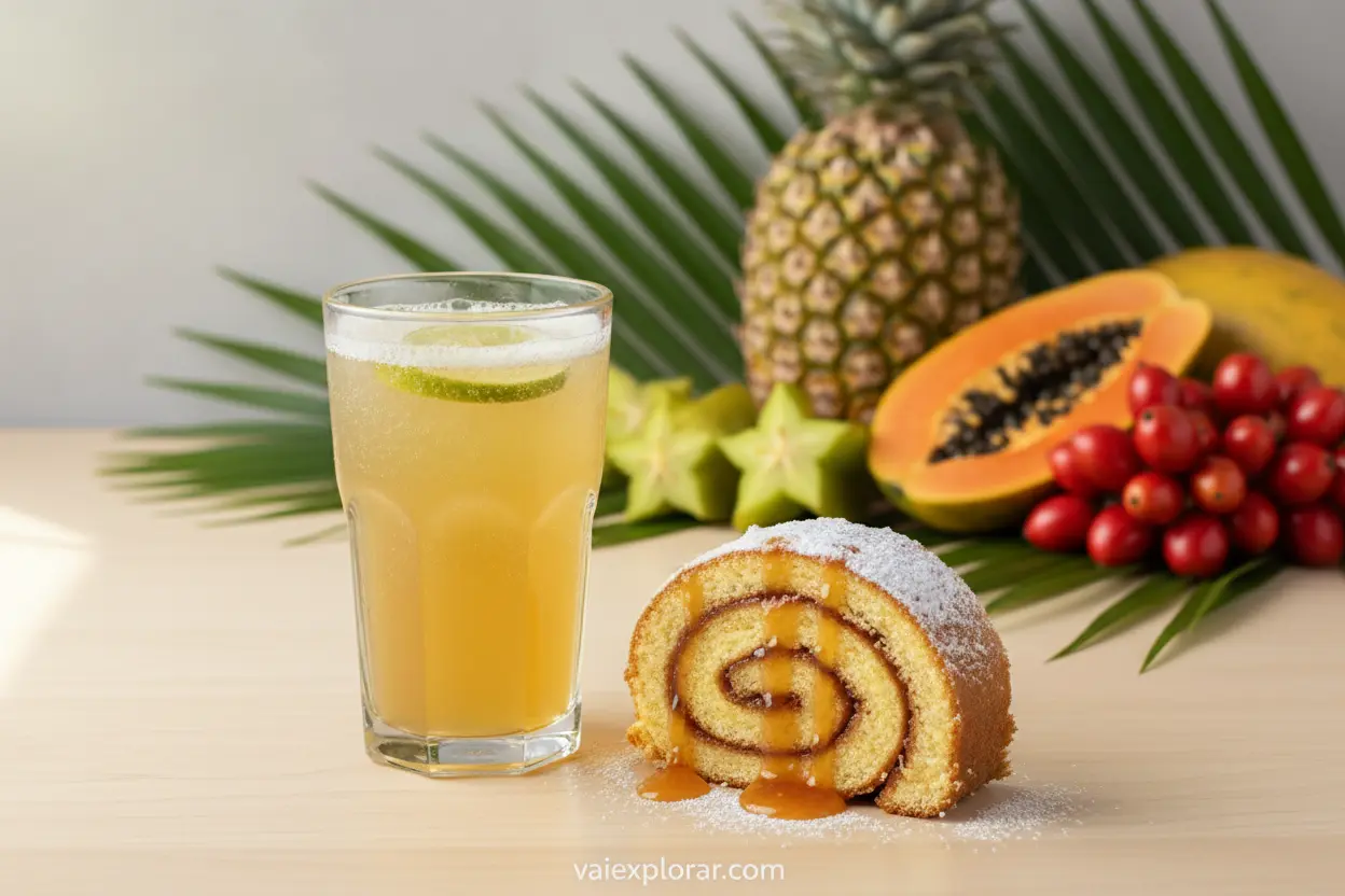 Cajuína e Bolo de Rolo Cajuína e bolo de rolo, doces nordestinos