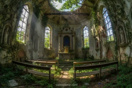 Igreja abandonada em uma cidade fantasma do Brasil
