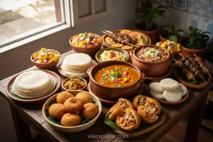 Variedade de comidas nordestinas para turistas