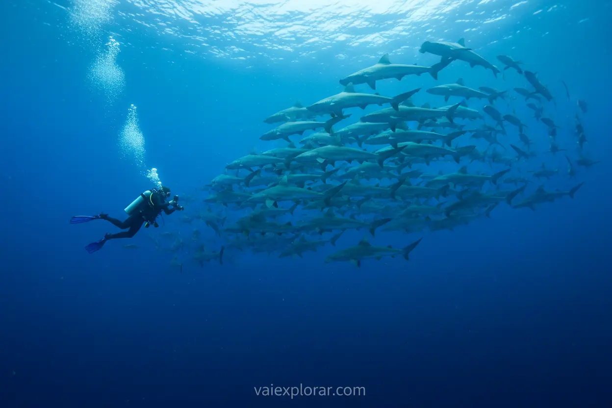 Melhores destinos para mergulho no mundo: Tubarões-martelo em Galápagos