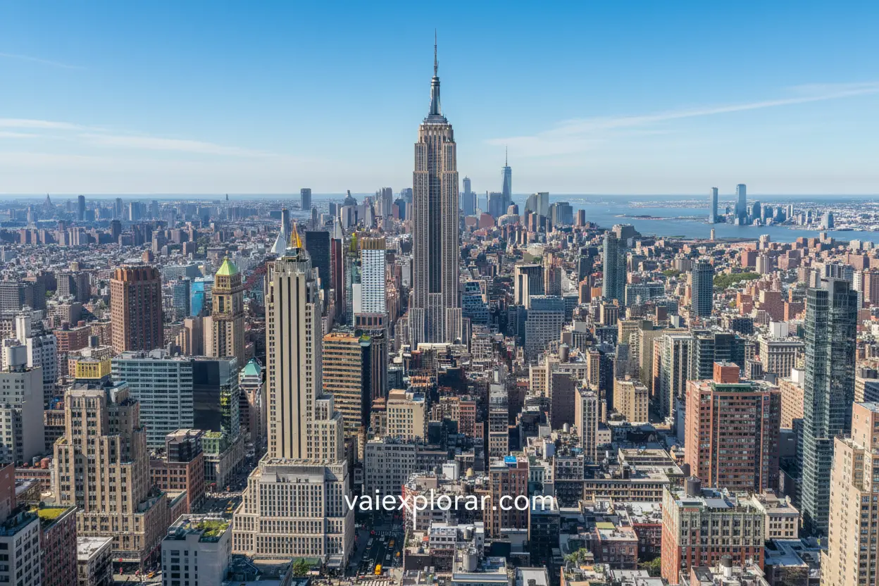 Vista panorâmica do Empire State Building de um hotel em Nova York.