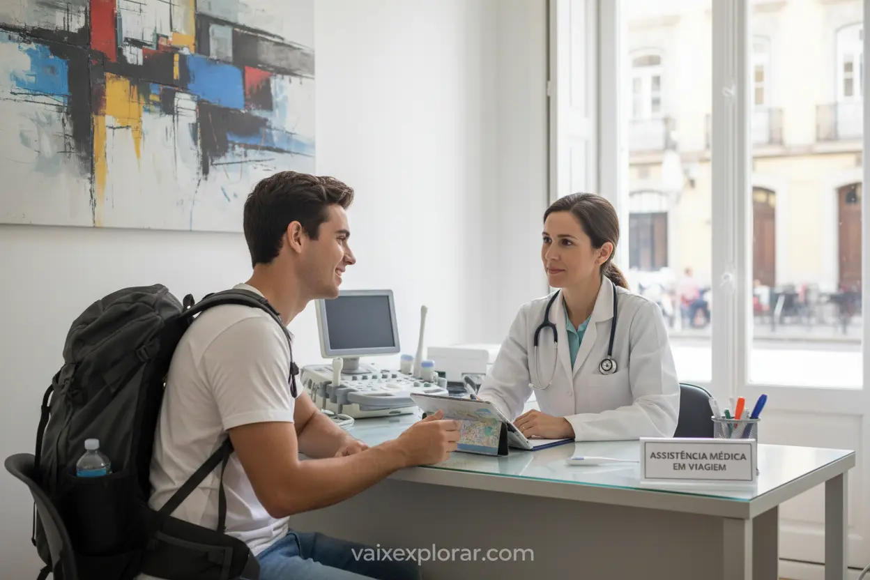 Viajante recebendo atendimento médico no exterior
