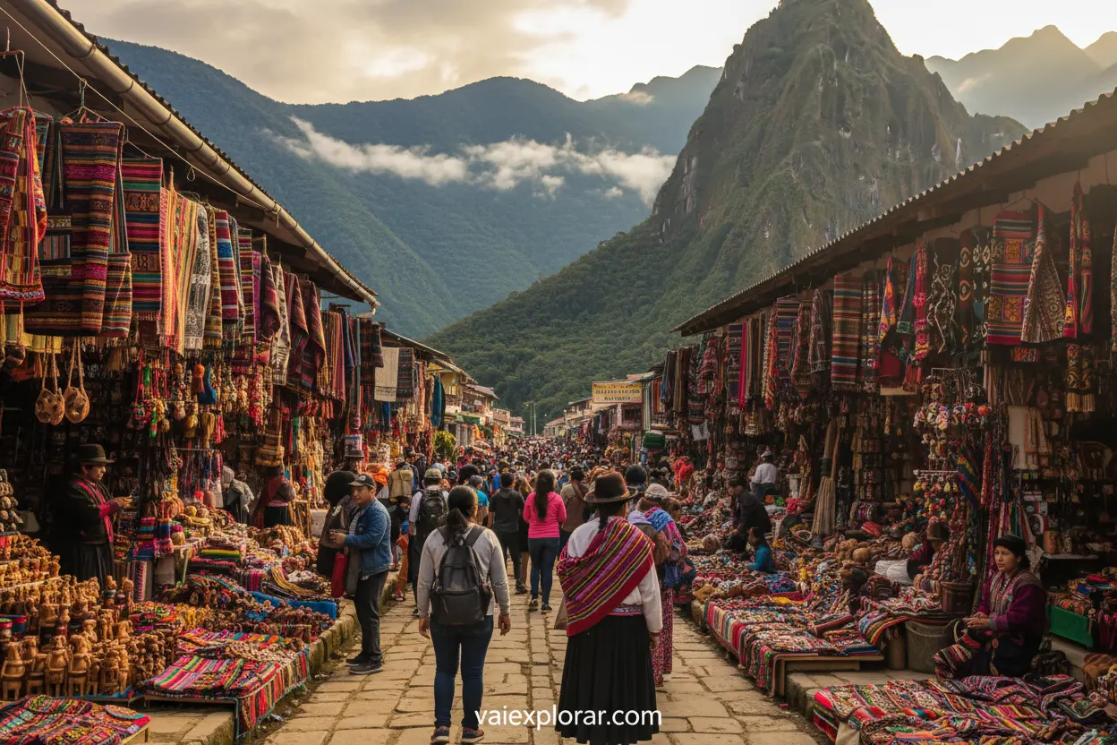 Mercado de artesanato em Aguas Calientes