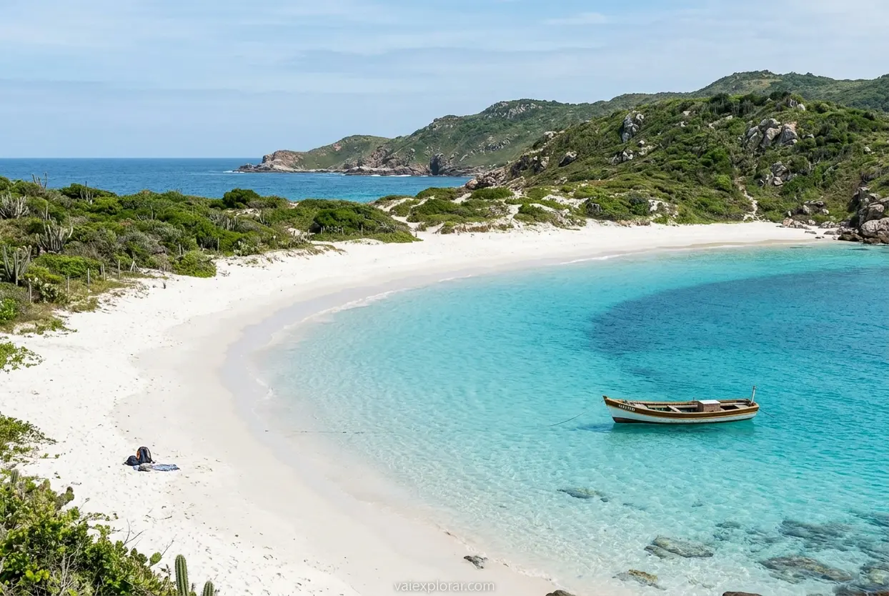 Praia do Farol em Arraial do Cabo com mar cristalino